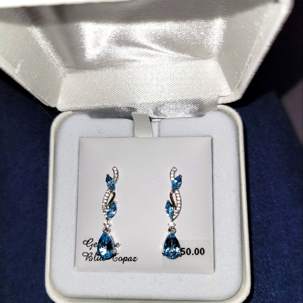 Sterling Silver Blue Topaz Earrings